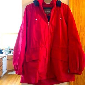 Women’s Hooded Parka Red Windbreaker Jacket